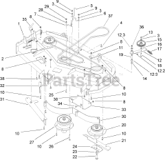 Toro 30499 - Toro 52" Walk-Behind Mower, Floating Deck, Split Lever, Hydro Drive (SN: 280001001 - 280001100) (2008) DECK DRIVE AND BAFFLE ASSEMBLY