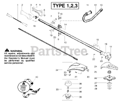 Weed Eater BC 2500 LE - Weed Eater Brushcutter, Type 2 Handle &amp; Driveshaft Assembly Type 1-3